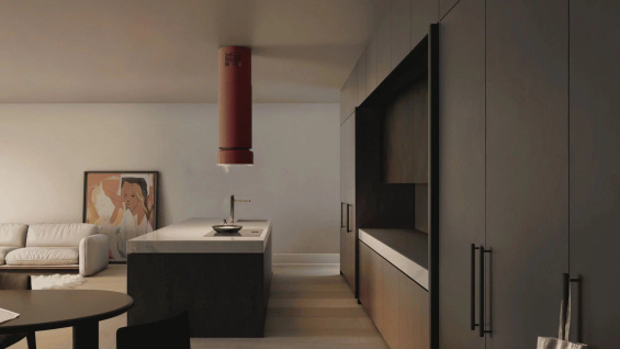 Okap wyspowy Ciarko Design FLUO Burgundy/Burgundy Gloss pochłaniacz 