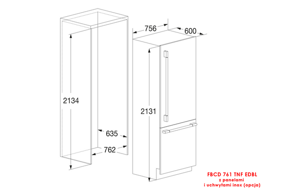 Chłodziarko - zamrażarka do zabudowy Fulgor Milano FBCD 761 TNF EDBL