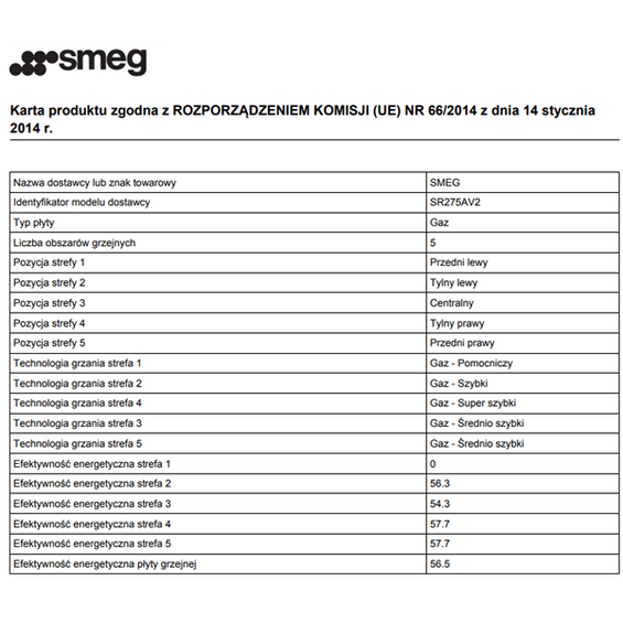 Płyta Smeg SR275AV2 