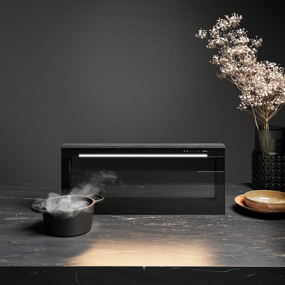 Okap Falmec Level Invisible 90 czarny połysk 800 m3/h (Personalizowany panel górny)