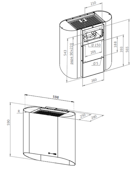 Okap przyścienny Ciarko Design SIMPLE Silver wyciąg