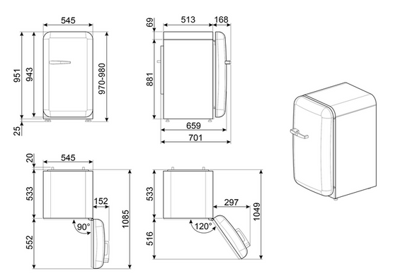 Lodówka wolnostojąca FAB Smeg FAB10HRBL6 50's Style