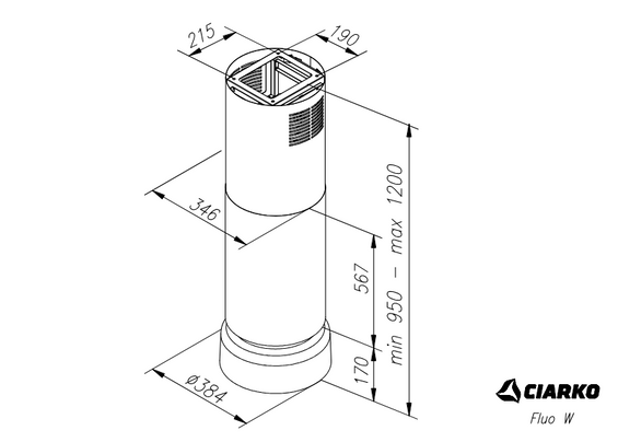 Okap wyspowy Ciarko Design FLUO White/White Gloss pochłaniacz 