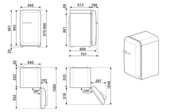 Chłodziarka wolnostojąca Smeg 50’s Style FAB10RPG5