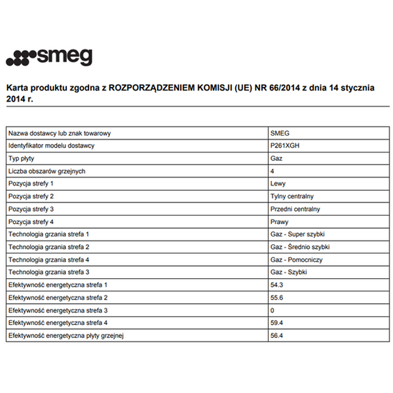 Płyta Smeg P261XGH