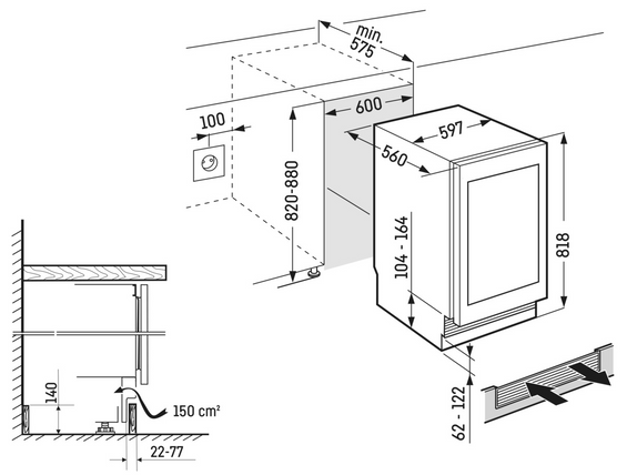 Wysyłka 24h! Winiarka do zabudowy podblatowej Liebherr UWpri 3662 Vinidor Selection