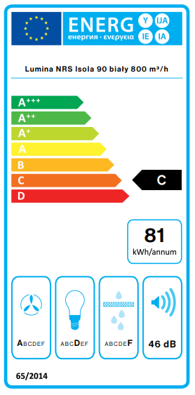 Okap Falmec Lumina NRS Isola 90 biały 800 m³/h wyspowy