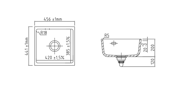 systemceram MERA 42 U zlewozmywak ceramiczny Schiefer 85