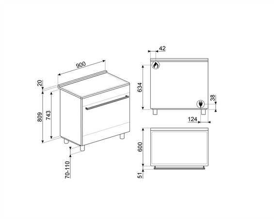Kuchnia z płytą gazową Smeg C9GMMB2