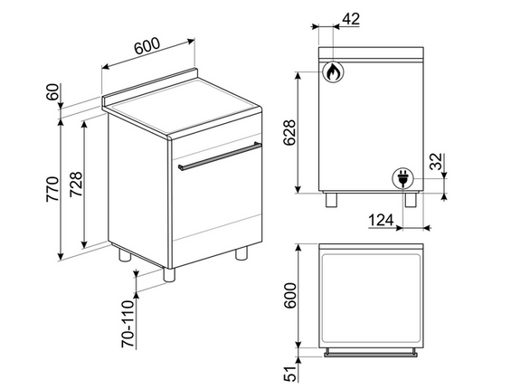 Kuchnia z płytą gazową Smeg CX60GMX