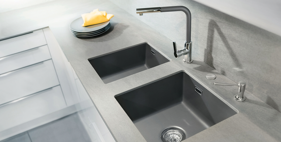 systemceram MERA 50 U zlewozmywak ceramiczny Nigra 87