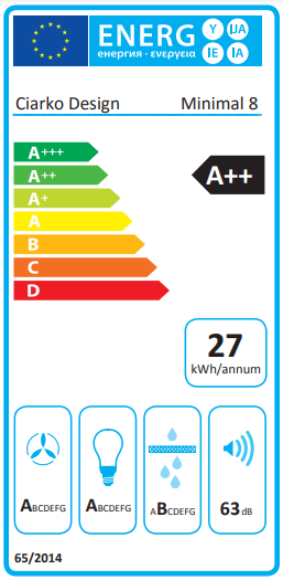 Okap przyścienny Ciarko Minimal 8 Czarny 90 cm wyciąg