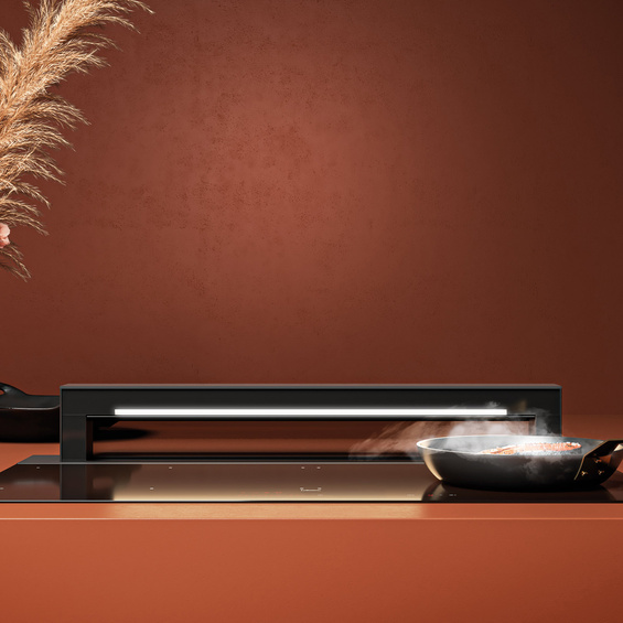 Okap z płytą Falmec Level One 90 czarny połysk / LED-y czerwone 800 m3/h