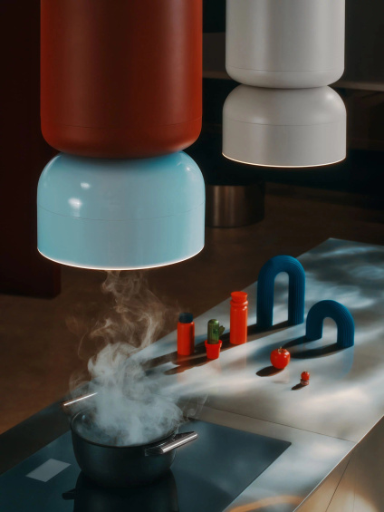 Okap wyspowy Ciarko Design ICON Burgund / Baby Blue Gloss wyciąg