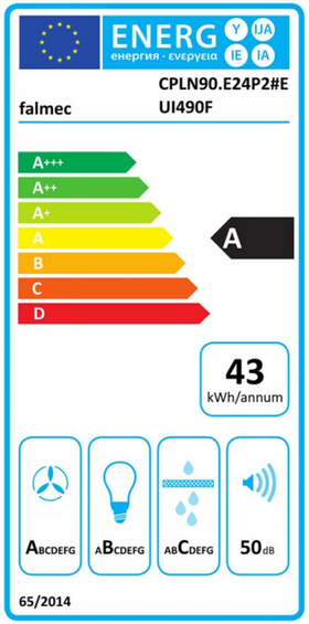 Okap Falmec Plane Plus NRS 90 inox 800 m³/h przyścienny
