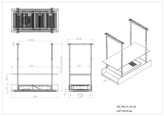 Okap wyspowy Ciarko Design Minimal 1 120 cm panel do samodzielnego wykonania