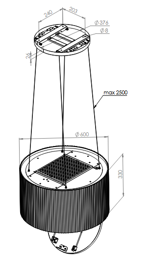 Okap wyspowy Ciarko Design MONO LIGHT Black 60 cm