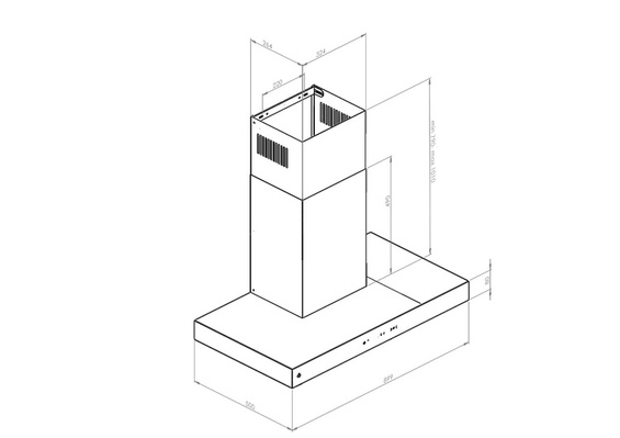 Okap przyścienny Ciarko Minimal 8 Czarny 90 cm wyciąg