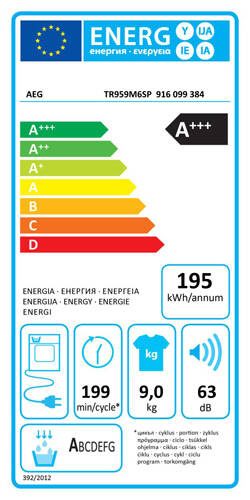 Wolnostojąca suszarka z pompą ciepła AEG TR959M6SP PROSTEAM 9kg