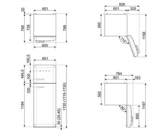 Lodówka wolnostojąca FAB Smeg FAB30RSV6 50's Style