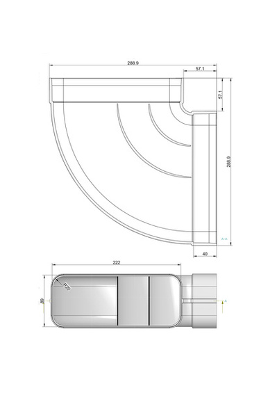 Kolanko poziome prostokątne 90° Elica 227x94 mm KIT0121004