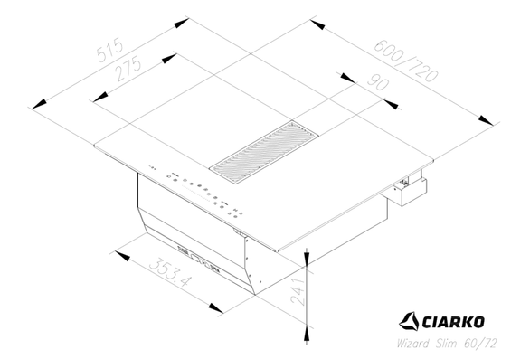 Okap zintegrowany z płytą indukcyjną Ciarko Wizard Slim 60cm pochłaniacz z systemem SpaceMax