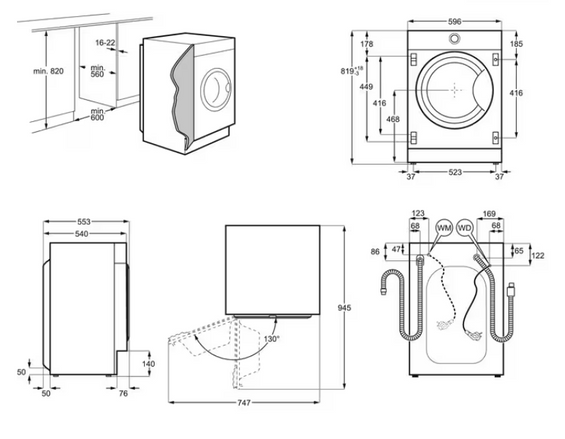 Pralko-suszarka do zabudowy DualCare 700 8 kg Electrolux EW7WN368SPI