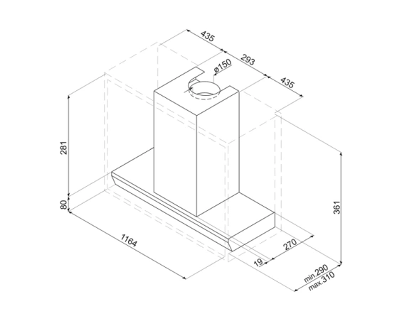 Okap do zabudowy Smeg KSGT124X Universal