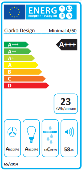 Okap przyścienny Ciarko Minimal 4 Czarny 60 cm wyciąg