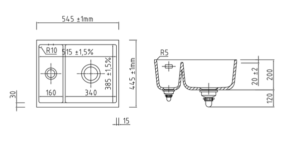 systemceram MERA 60 U zlewozmywak ceramiczny Gronland 12