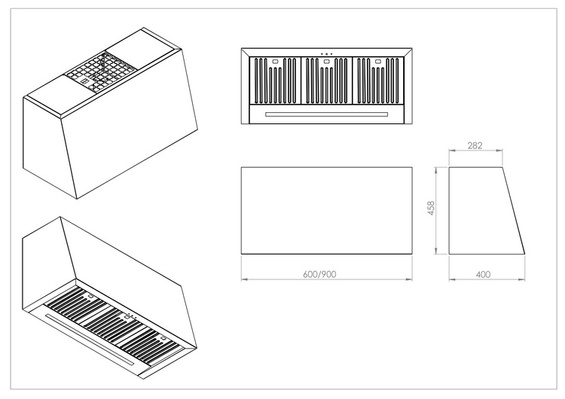 Okap przyścienny Ciarko Minimal 5 Czarny 90 cm wyciąg