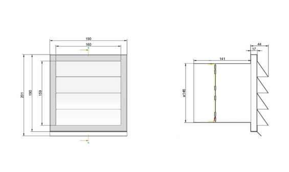 Elica Kratka wentylacyjna na rurę okrągłą 190x190 Ø150 mm KIT0121010