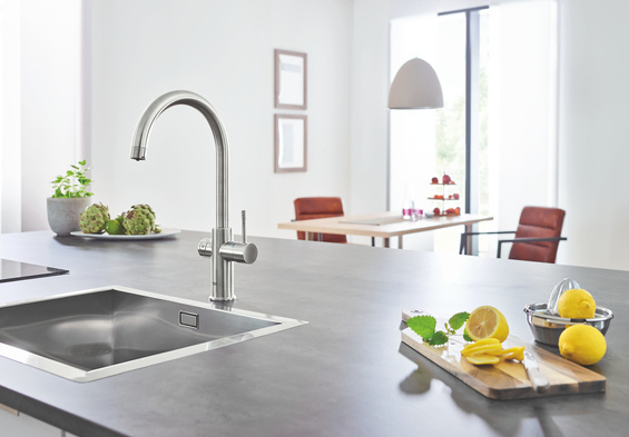 GROHE Blue Home Zestaw startowy z wylewką w kształcie C - stal nierdzewna nr. 31455DC1