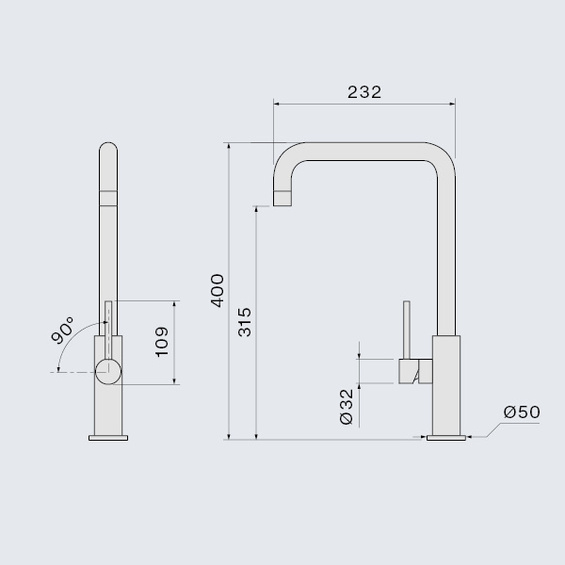 Bateria kuchenna Falmec Pure Steel SQUARE inox