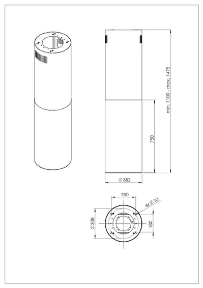 Okap wyspowy Ciarko TUBUS W Long INOX 38cm wyciąg