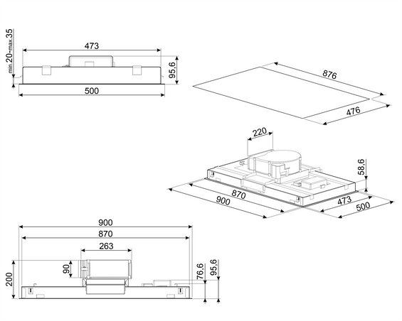 Okap sufitowy Smeg KLT9L4X