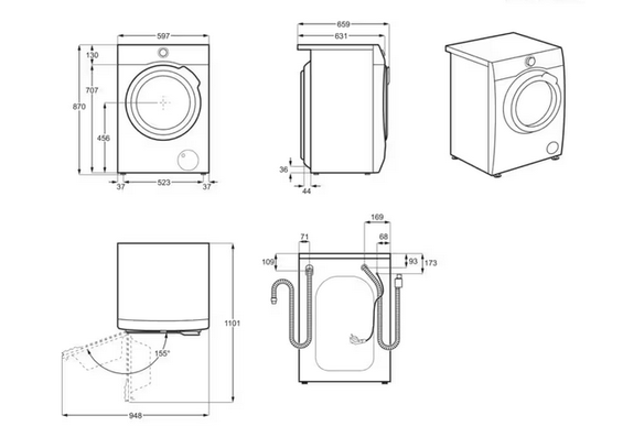 Wolnostojąca pralko-suszarka AEG LWR98165XP ABSOLUTECARE 10kg