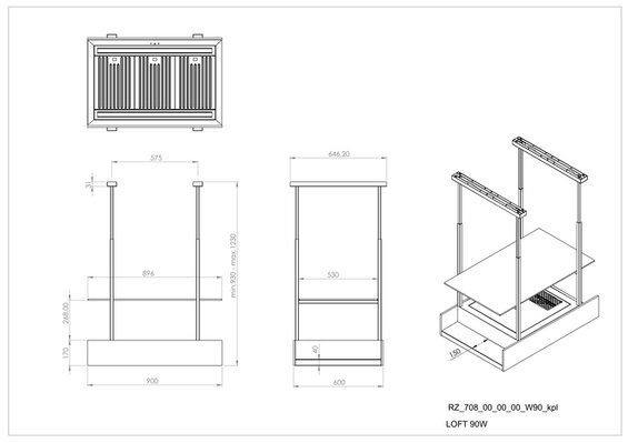 Okap wyspowy Ciarko Design Minimal 1 90 cm panel do samodzielnego wykonania