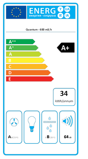 System Zintegrowany Falmec Quantum 84cm 600 m3/h 