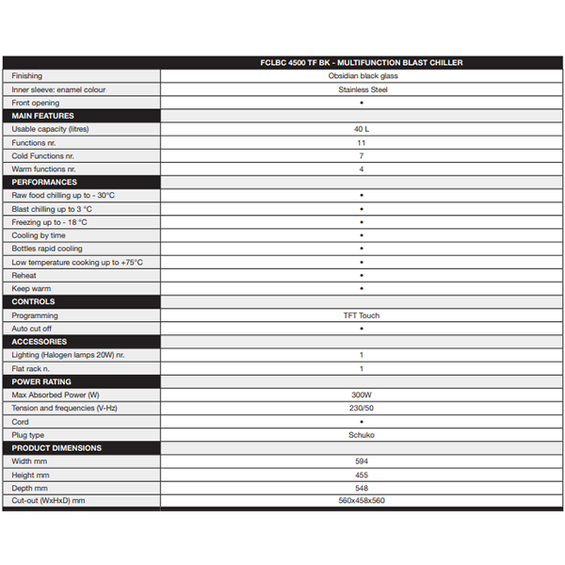 Blast chiller Fulgor CLUSTER CONCEPT 45 FCLBC 4500 TF BK