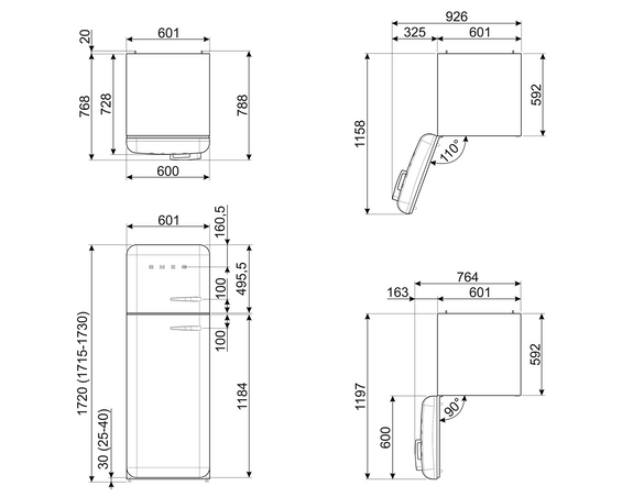 Lodówka wolnostojąca FAB Smeg FAB30LOR6 50's Style