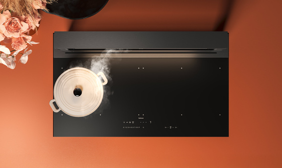 Okap z płytą Falmec Level One 90 czarny matowy / LED-y białe 800 m³/h