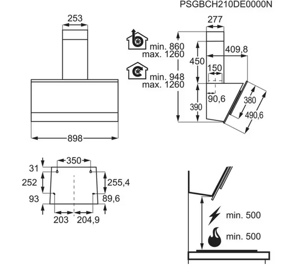 Okap kominowy AEG DVE5971HB 90 cm