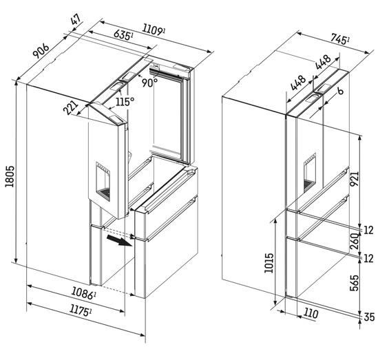 Wolnostojąca chłodziarko-zamrażarka French Door Liebherr MBsddi 9524 Plus BioFresh NoFrost