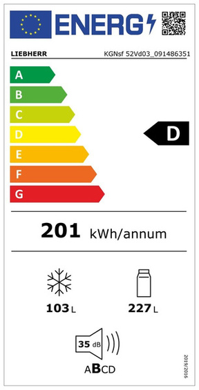 Chłodziarko-zamrażarka Liebherr KGNsf 52Vd03 Pure EasyFresh NoFrost