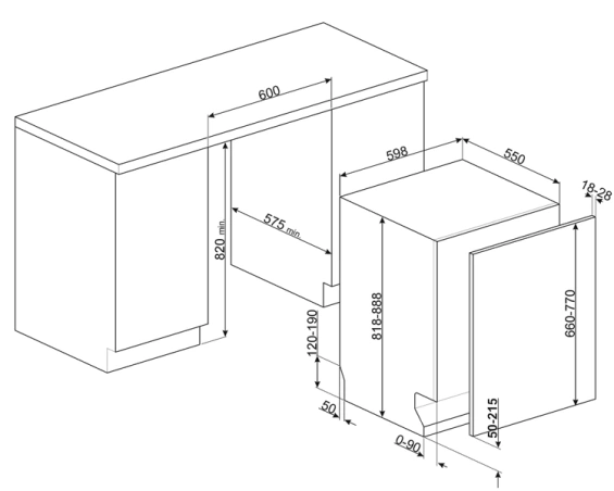 Zmywarka do zabudowy Smeg STL324BQLLW Universal