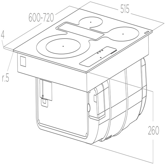 Płyta z okapem Elica NIKOLATESLA FIT 3Z BL/A/60 PRF0184526 czarny