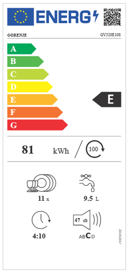 Zmywarka do zabudowy Gorenje GV520E10S