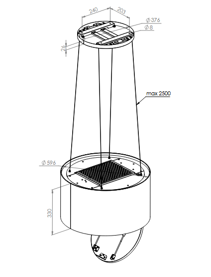 Okap wyspowy Ciarko Design PIU LIGHT Gold 60 cm