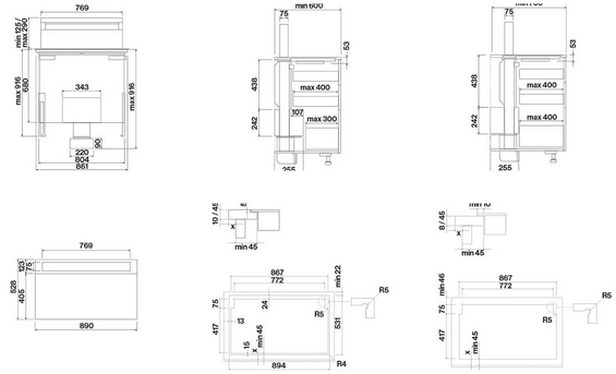 Okap z płytą Falmec Level One 90 czarny połysk / LED-y czerwone 800 m3/h